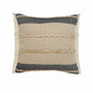 24" X 24" Black Tan And Taupe Jute Striped Zippered Pillow