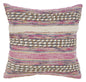 18" X 18" Pink and Ivory Striped Cotton Blend Zippered Pillow