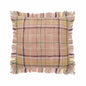 20" X 20" Pink Berry Green And Yellow 100% Cotton Plaid Zippered Pillow