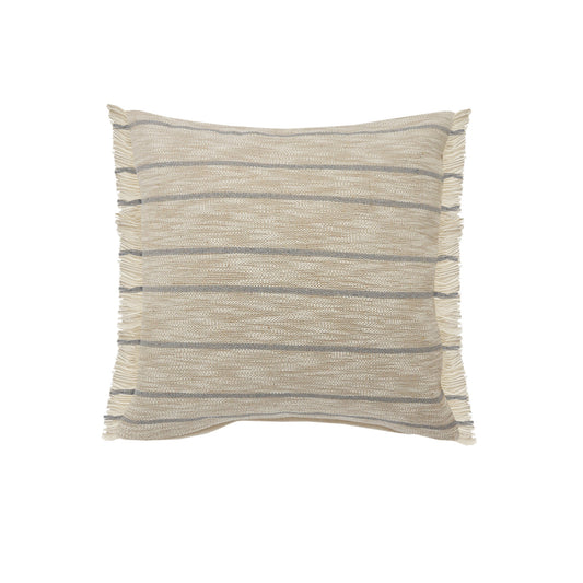 20" Taupe and Dusty Blue Jute Throw Pillow