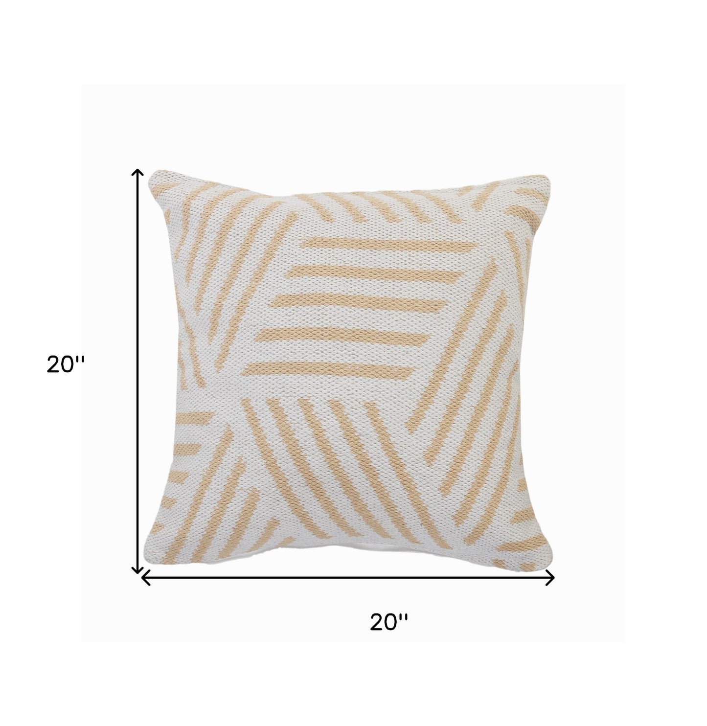 20" X 20" Gray And White 100% Cotton Geometric Zippered Pillow