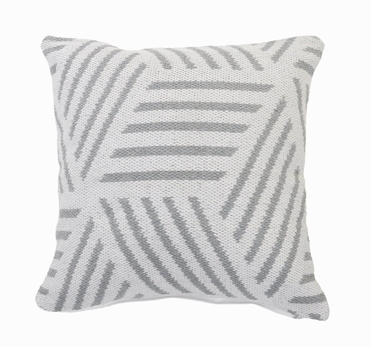 20" X 20" Gray And White 100% Cotton Geometric Zippered Pillow