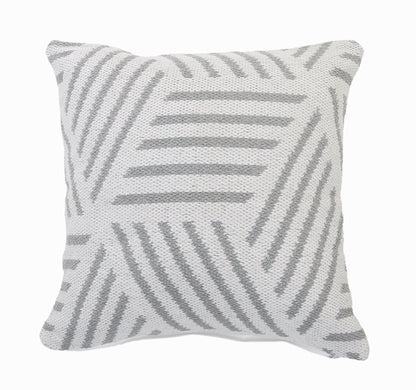 20" X 20" Gray And White 100% Cotton Geometric Zippered Pillow