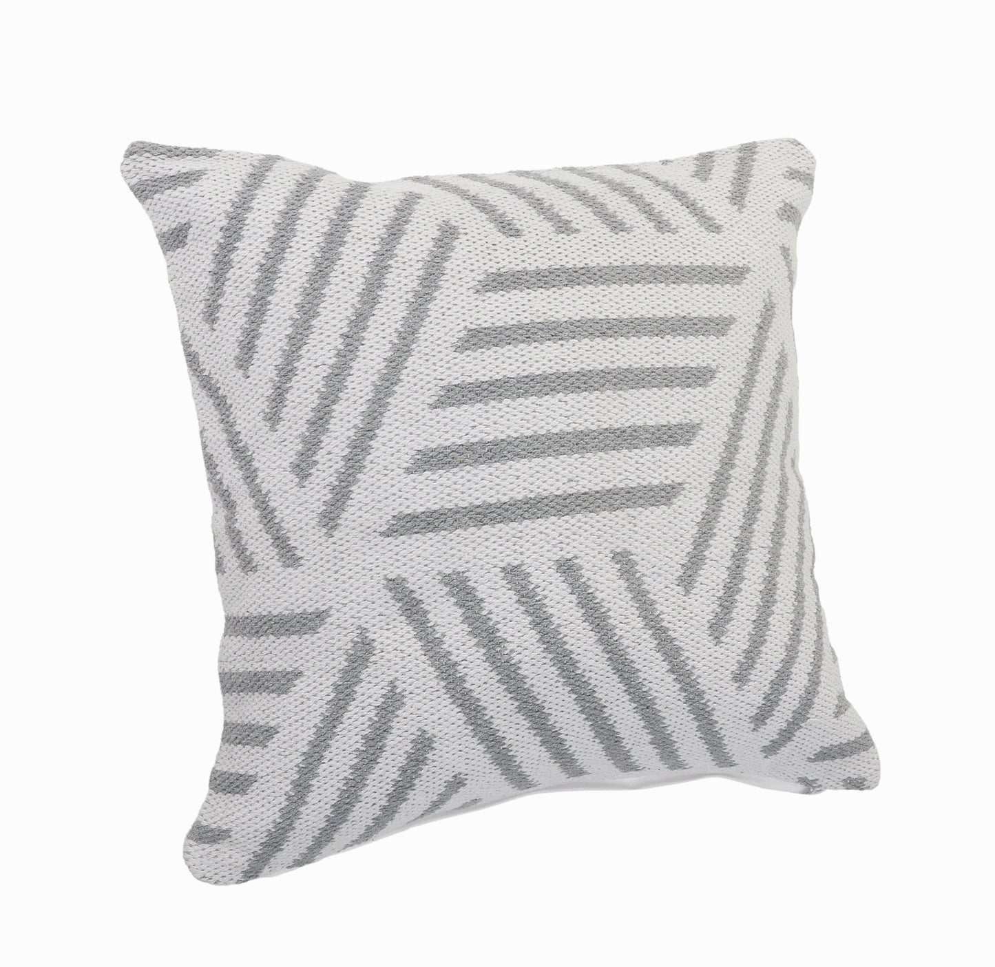 20" X 20" Gray And White 100% Cotton Geometric Zippered Pillow