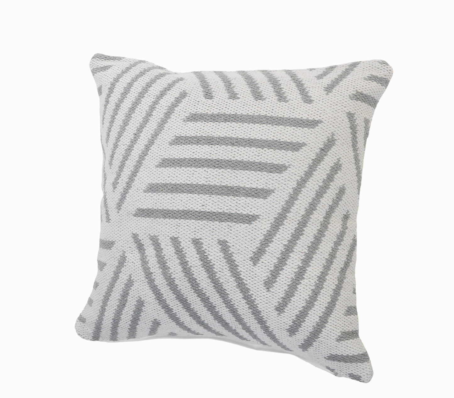 20" X 20" Gray And White 100% Cotton Geometric Zippered Pillow