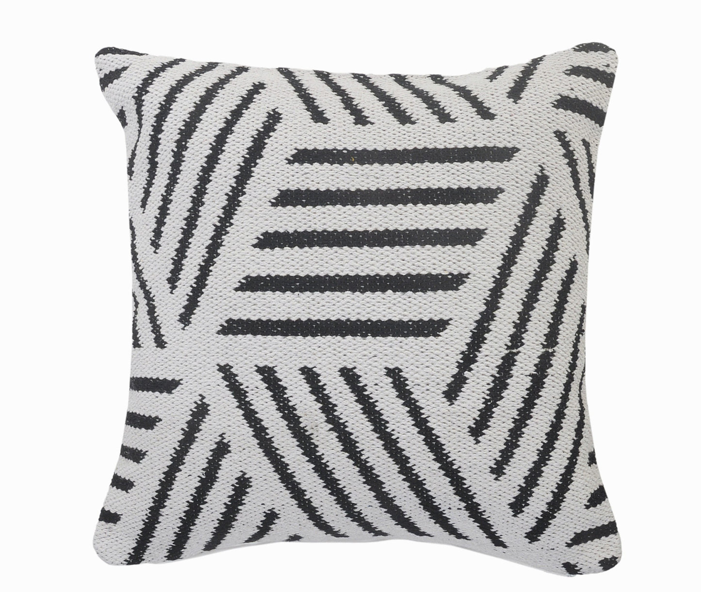 20" X 20" Gray And White 100% Cotton Geometric Zippered Pillow