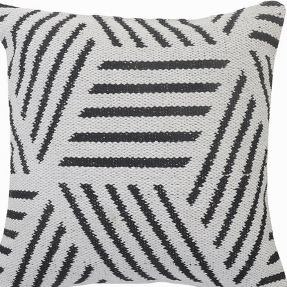 20" X 20" Gray And White 100% Cotton Geometric Zippered Pillow