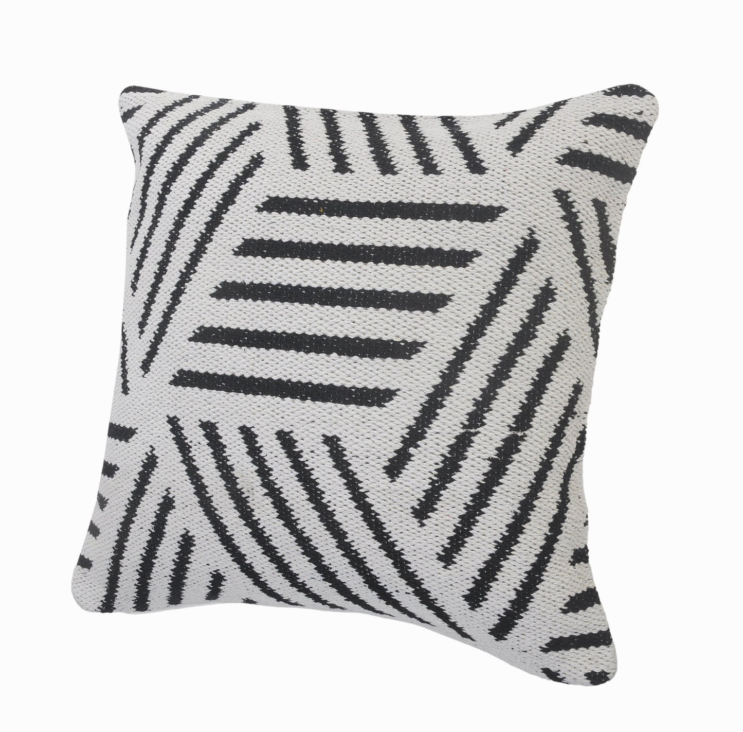 20" X 20" Gray And White 100% Cotton Geometric Zippered Pillow