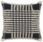 18" X 18" Black and Off White Plaid Cotton Zippered Pillow