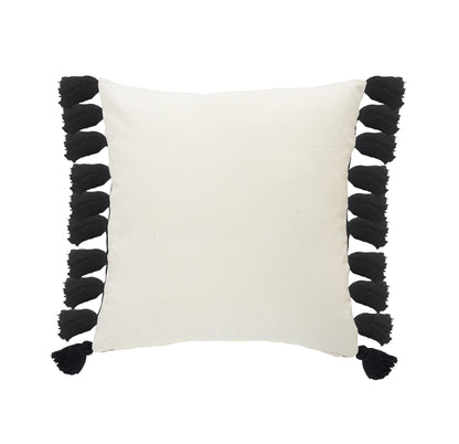 20" X 20" Black And Ivory 100% Cotton Striped Zippered Pillow