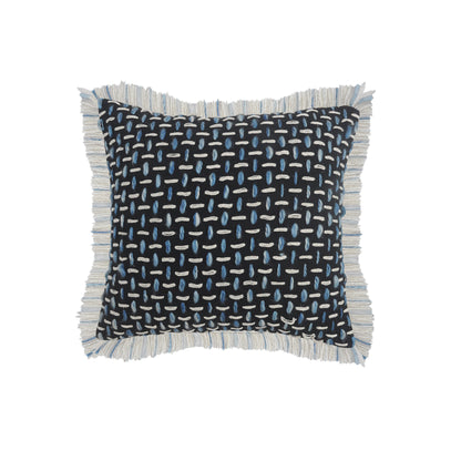 20" X 20" Black Blue And White Polyester And Cotton Blend Geometric Zippered Pillow