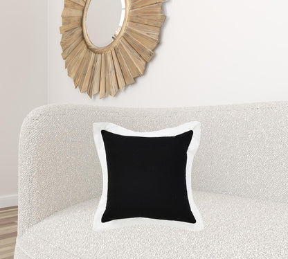 20" X 20" White And Black 100% Cotton Geometric Zippered Pillow