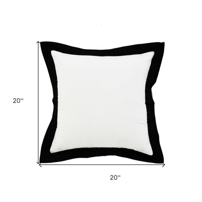 20" X 20" White And Black 100% Cotton Geometric Zippered Pillow