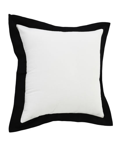 20" X 20" White And Black 100% Cotton Geometric Zippered Pillow