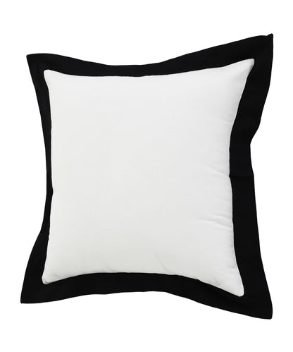 20" X 20" White And Black 100% Cotton Geometric Zippered Pillow