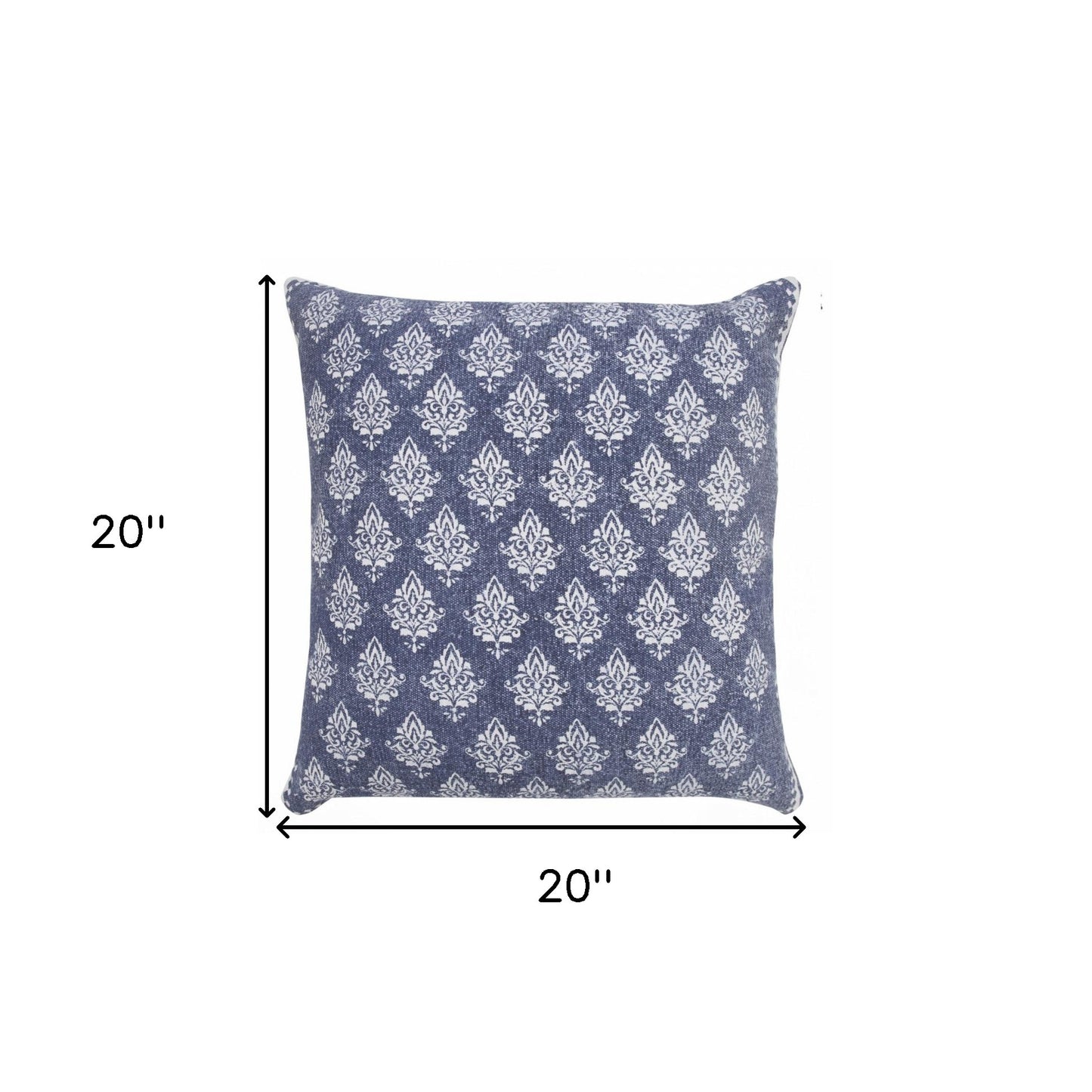 20" X 20" Twilight Blue And White 100% Cotton Geometric Zippered Pillow