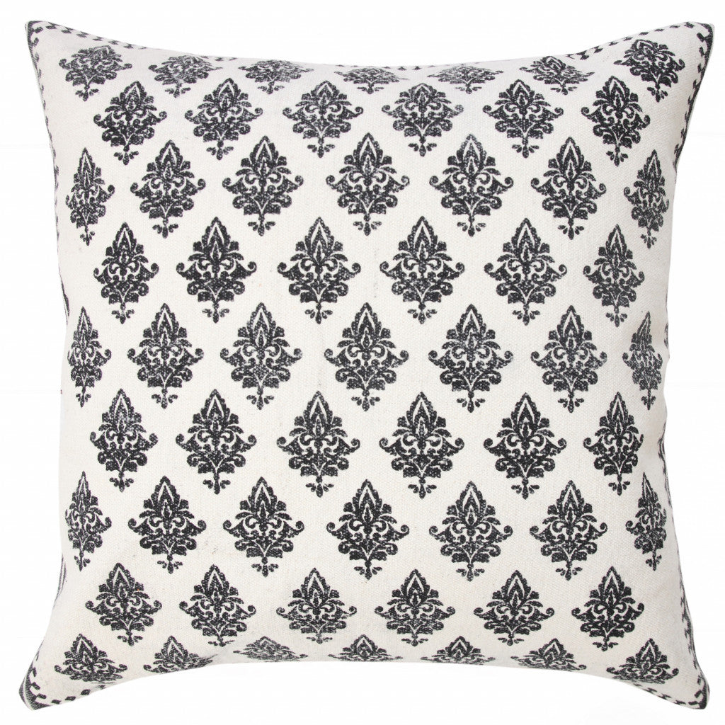 20" X 20" Twilight Blue And White 100% Cotton Geometric Zippered Pillow