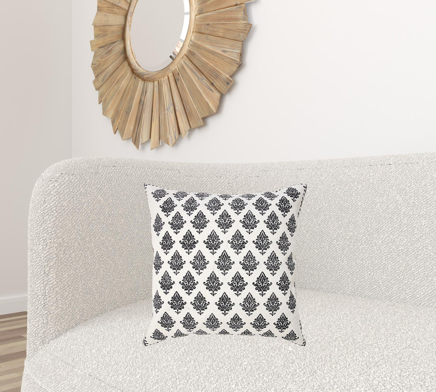 20" X 20" Twilight Blue And White 100% Cotton Geometric Zippered Pillow