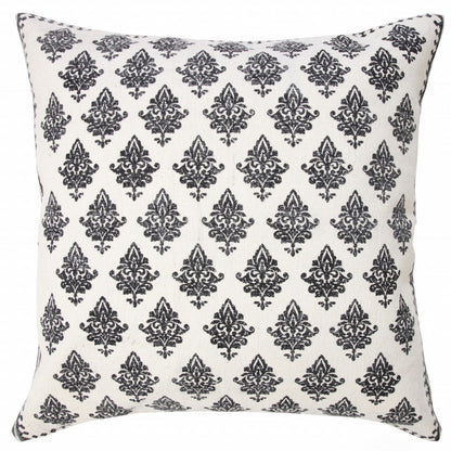 20" X 20" Twilight Blue And White 100% Cotton Geometric Zippered Pillow