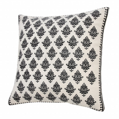 20" X 20" Twilight Blue And White 100% Cotton Geometric Zippered Pillow