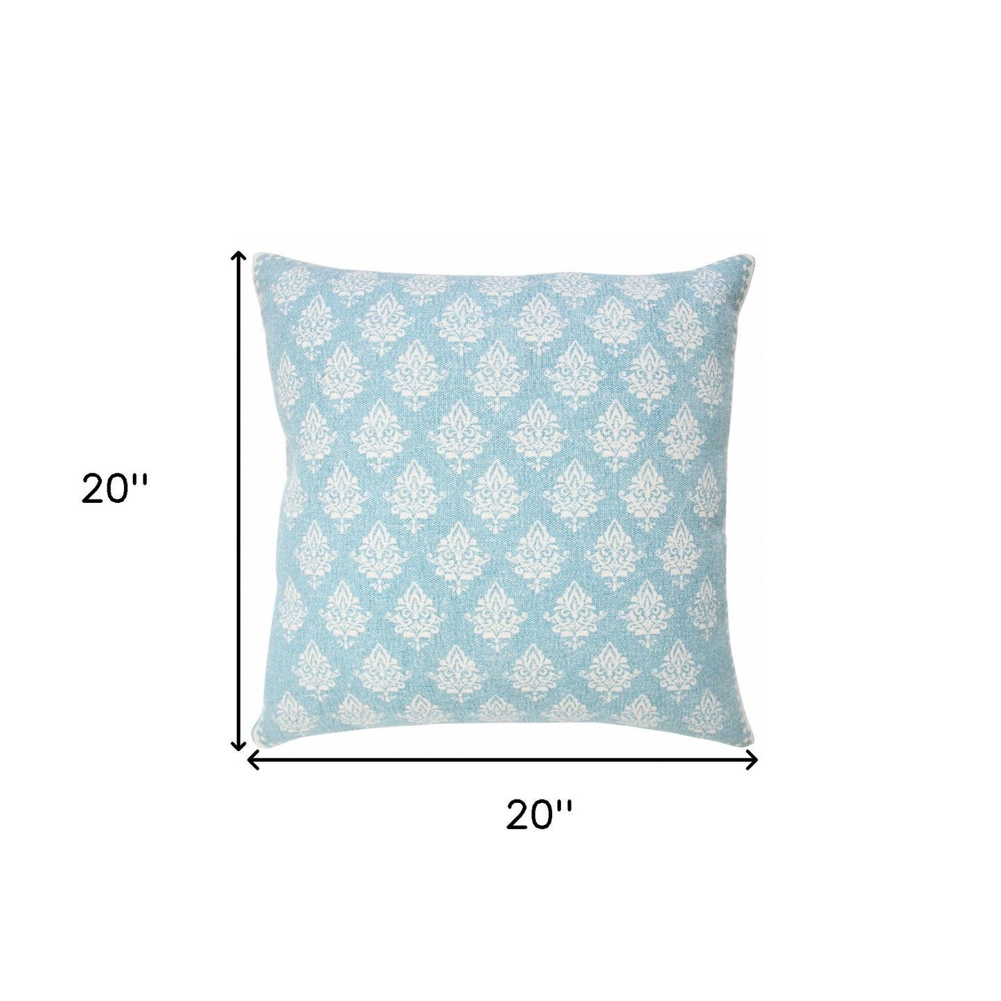 20" X 20" Twilight Blue And White 100% Cotton Geometric Zippered Pillow