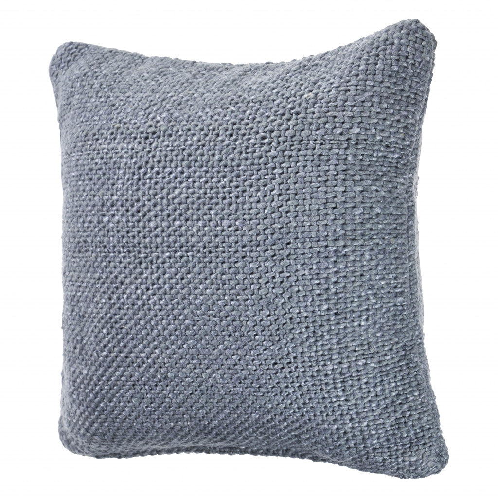 20" X 20" Frost Blue 100% Cotton Zippered Pillow