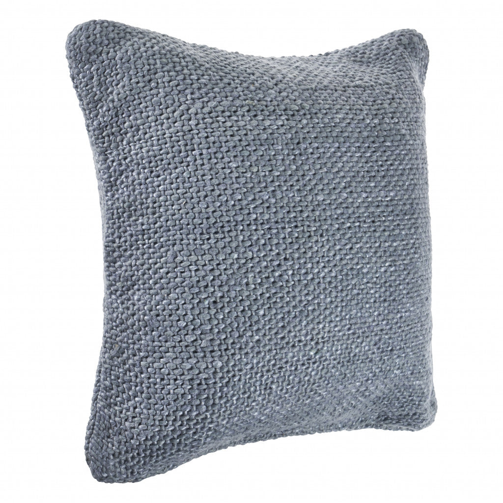 20" X 20" Frost Blue 100% Cotton Zippered Pillow