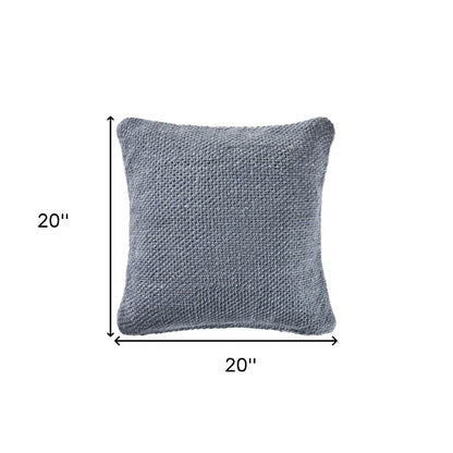 20" X 20" Frost Blue 100% Cotton Zippered Pillow