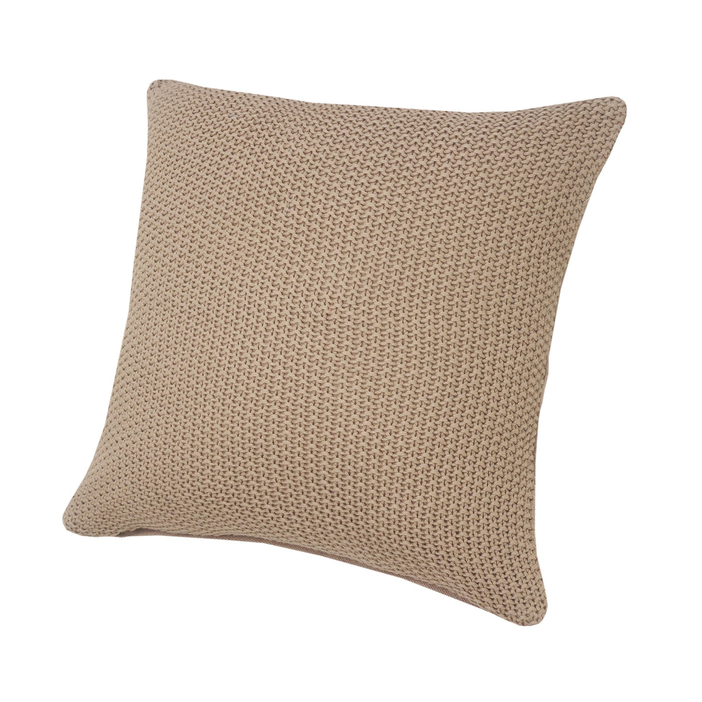 20" X 20" Taupe And Brown 100% Cotton Zippered Pillow