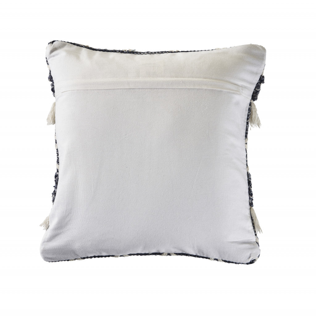 20" X 20" Beige And White Polyester Geometric Zippered Pillow