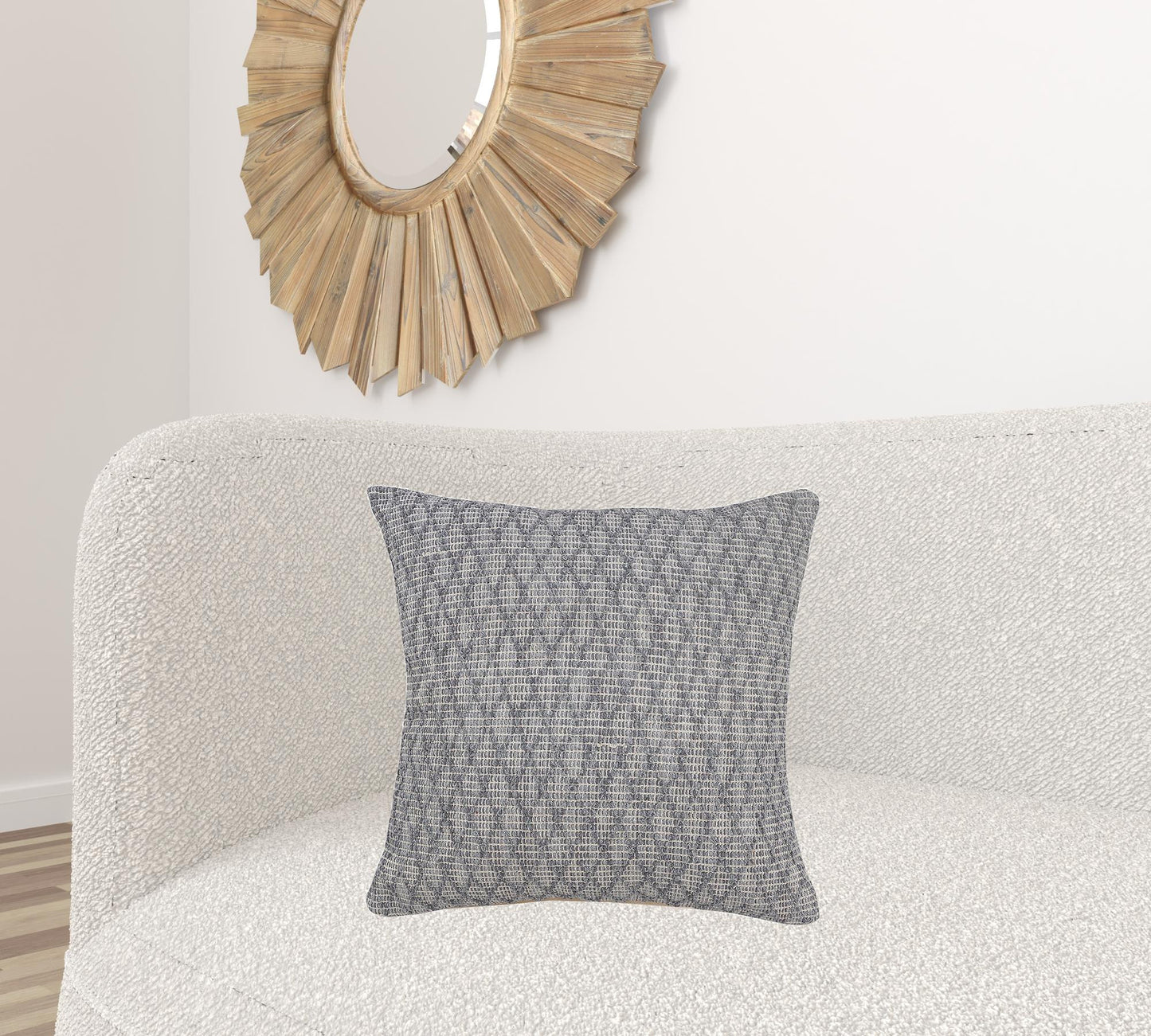 20" X 20" Gray 100% Cotton Geometric Zippered Pillow