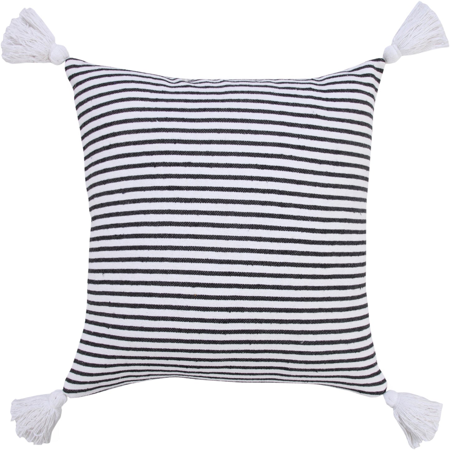 20" X 20" Light Gray And White 100% Cotton Striped Zippered Pillow