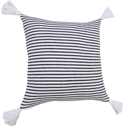 20" X 20" Light Gray And White 100% Cotton Striped Zippered Pillow