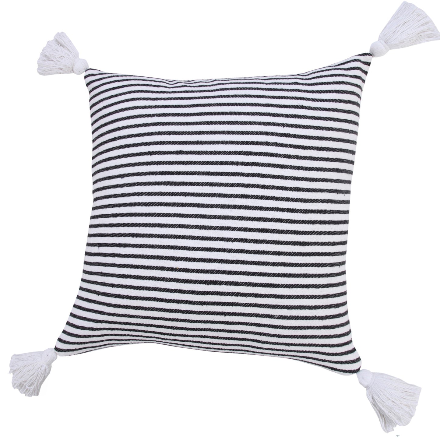 20" X 20" Light Gray And White 100% Cotton Striped Zippered Pillow