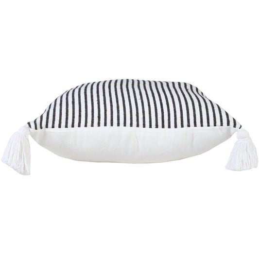 20" X 20" Light Gray And White 100% Cotton Striped Zippered Pillow