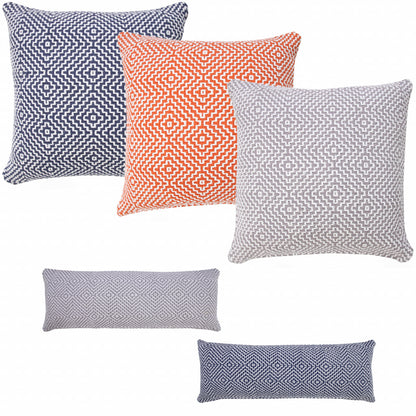 20" X 20" Orange And White 100% Cotton Geometric Zippered Pillow