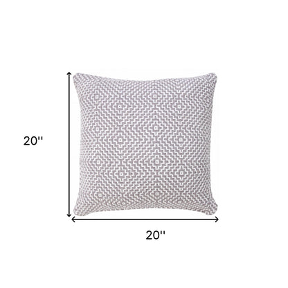 20" X 20" Orange And White 100% Cotton Geometric Zippered Pillow