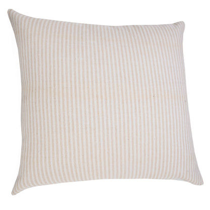 20" X 20" Beige And White 100% Cotton Striped Zippered Pillow