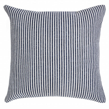 20" X 20" Beige And White 100% Cotton Striped Zippered Pillow