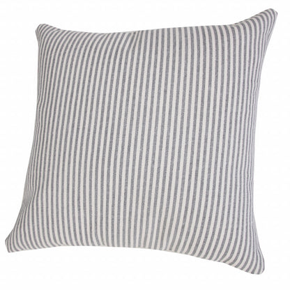 20" X 20" Beige And White 100% Cotton Striped Zippered Pillow