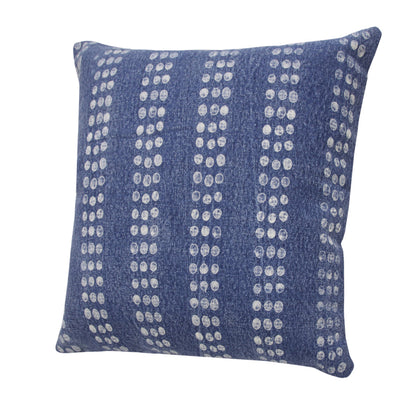 20" X 20" Blue and White Striped Cotton Zippered Pillow