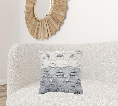 18" X 18" Gray and Beige Geometric Cotton Zippered Pillow