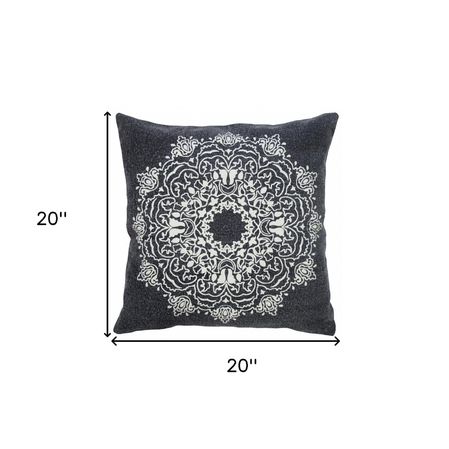 20" X 20" Blue And White 100% Cotton Geometric Zippered Pillow