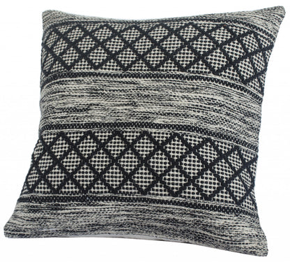 20" X 20" Gray And Black 100% Cotton Geometric Zippered Pillow