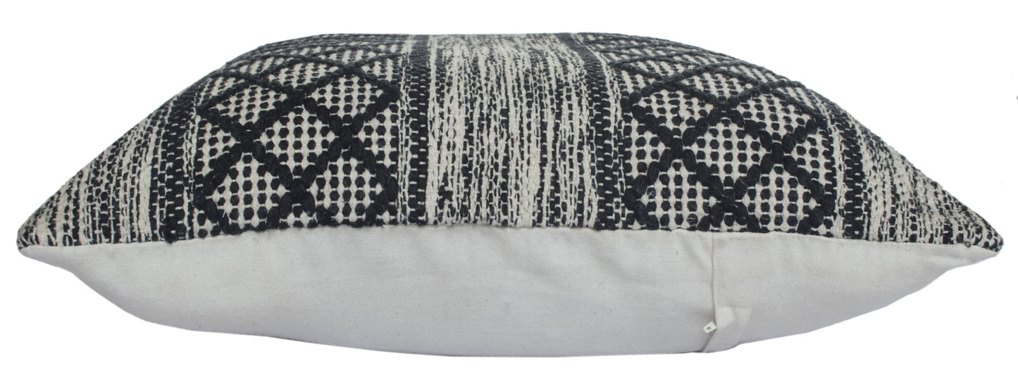 20" X 20" Gray And Black 100% Cotton Geometric Zippered Pillow