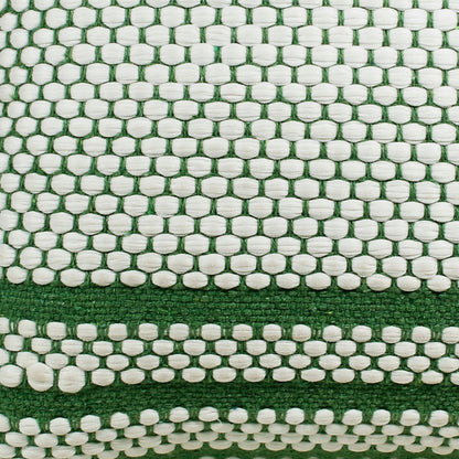 20" X 20" Jade Green And White 100% Cotton Geometric Zippered Pillow