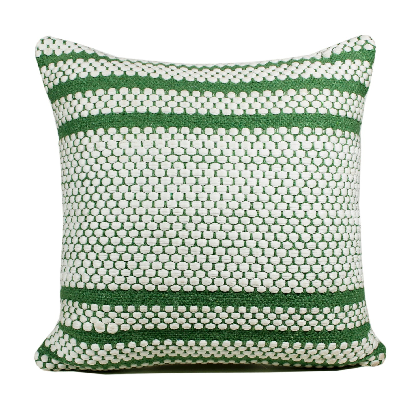 20" X 20" Jade Green And White 100% Cotton Geometric Zippered Pillow