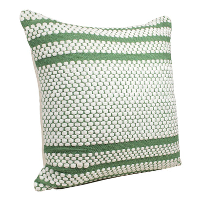 20" X 20" Jade Green And White 100% Cotton Geometric Zippered Pillow