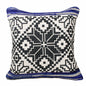 20" X 20" Blue Navy Gray And White 100% Cotton Geometric Zippered Pillow