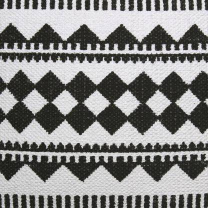 20" Black and White Geometric Cotton Throw Pillow